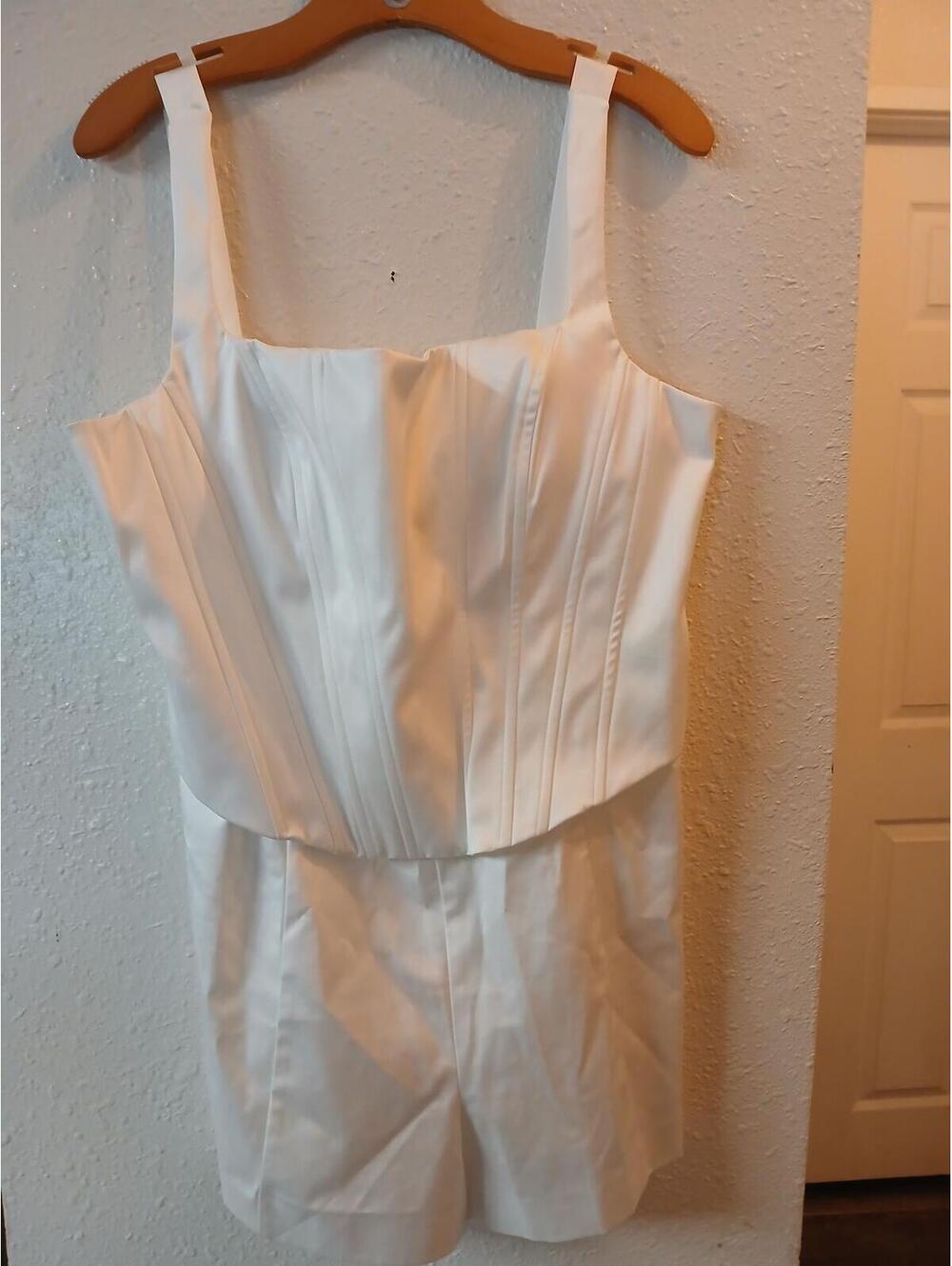 Mae White Corset-Style Romper Size XL
